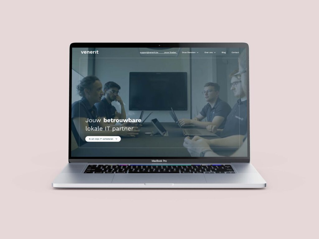 A mockup of macbook to show the website of Venerit.