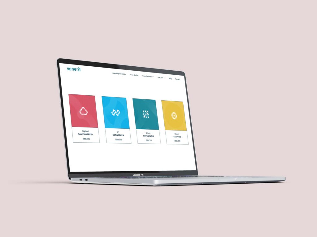 A mockup of macbook to show the website of Venerit.